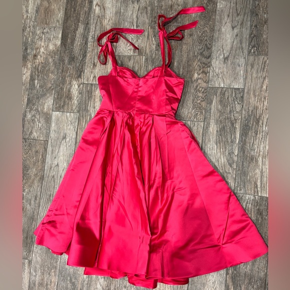 Pink Satin Midi Dress - Picture 3 of 5